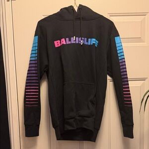 Men's Black Hoodie with Blue and Purple Accents and a White Hoodie